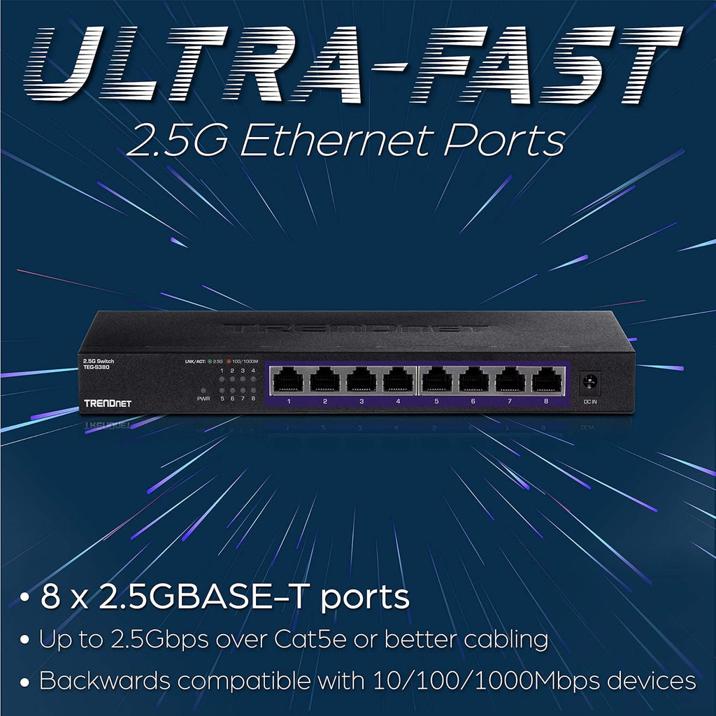 8-Port Unmanaged 2.5G Switch, Black C7400