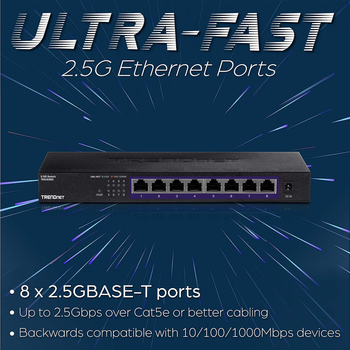 8-Port Unmanaged 2.5G Switch, Black C7400
