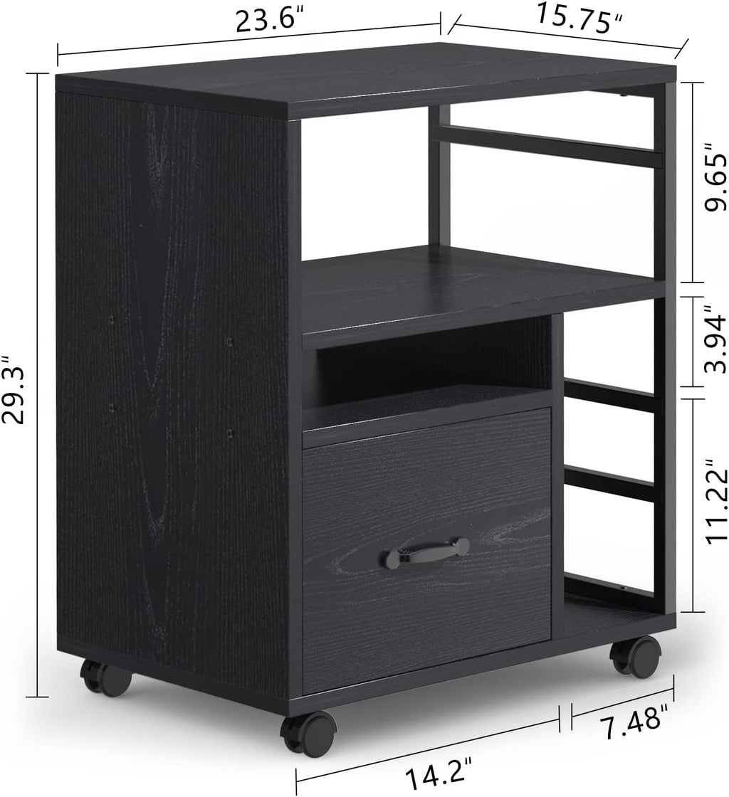 Black Mobile File Cabinet with Drawer M593207
