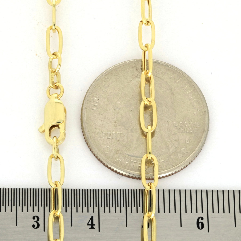 10k Yellow Gold 3mm Paperclip Chain Necklace 16" - 24" T685