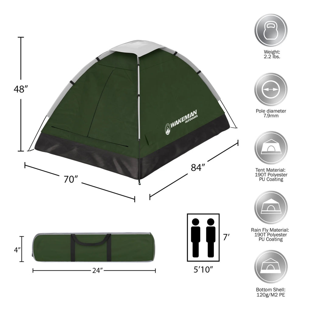 Green Two Person Camping Tent with Carry Bag T151119