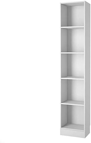 Tall Narrow 5 Shelf Bookcase in White U571251