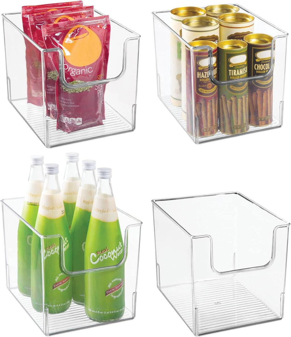 Clear Plastic Open Front Storage Organizer Bin Basket, 4 Pack I757