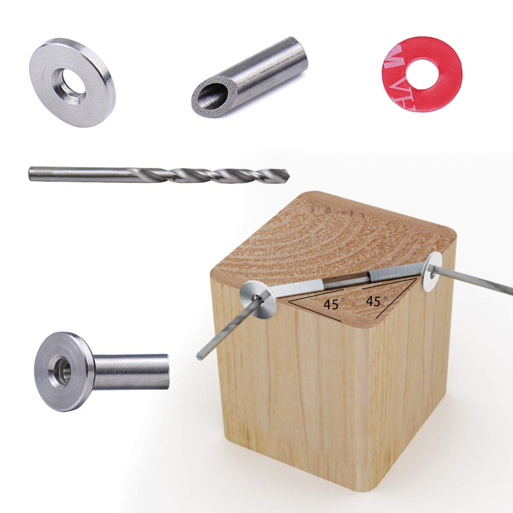 20Pack Cable Railing Kit Angled Protective Grommet for 90 Degree Corner 45 Degree L Shape Protector Sleeve for 1/8 Wire Rope Wood Posts T316 Stainless Steel Pack of 2 U5713