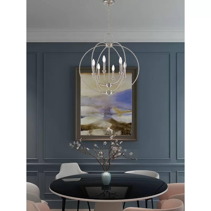 6-Light Globe Chandelier Brushed Nickel T741208