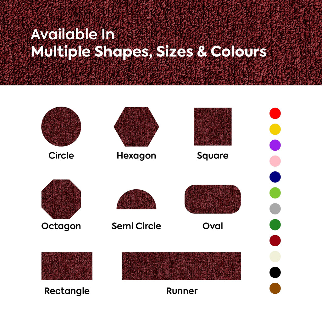 Red 18" x 36" Half Round Solid Color Rug H3825