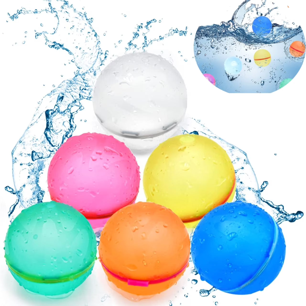 6 pcs Reusable Water Balloons for Kids L65819