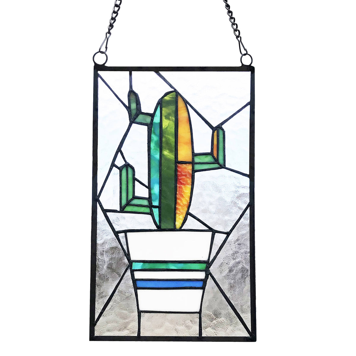 Prickly Pear Cactus Glass Window Panel S264235